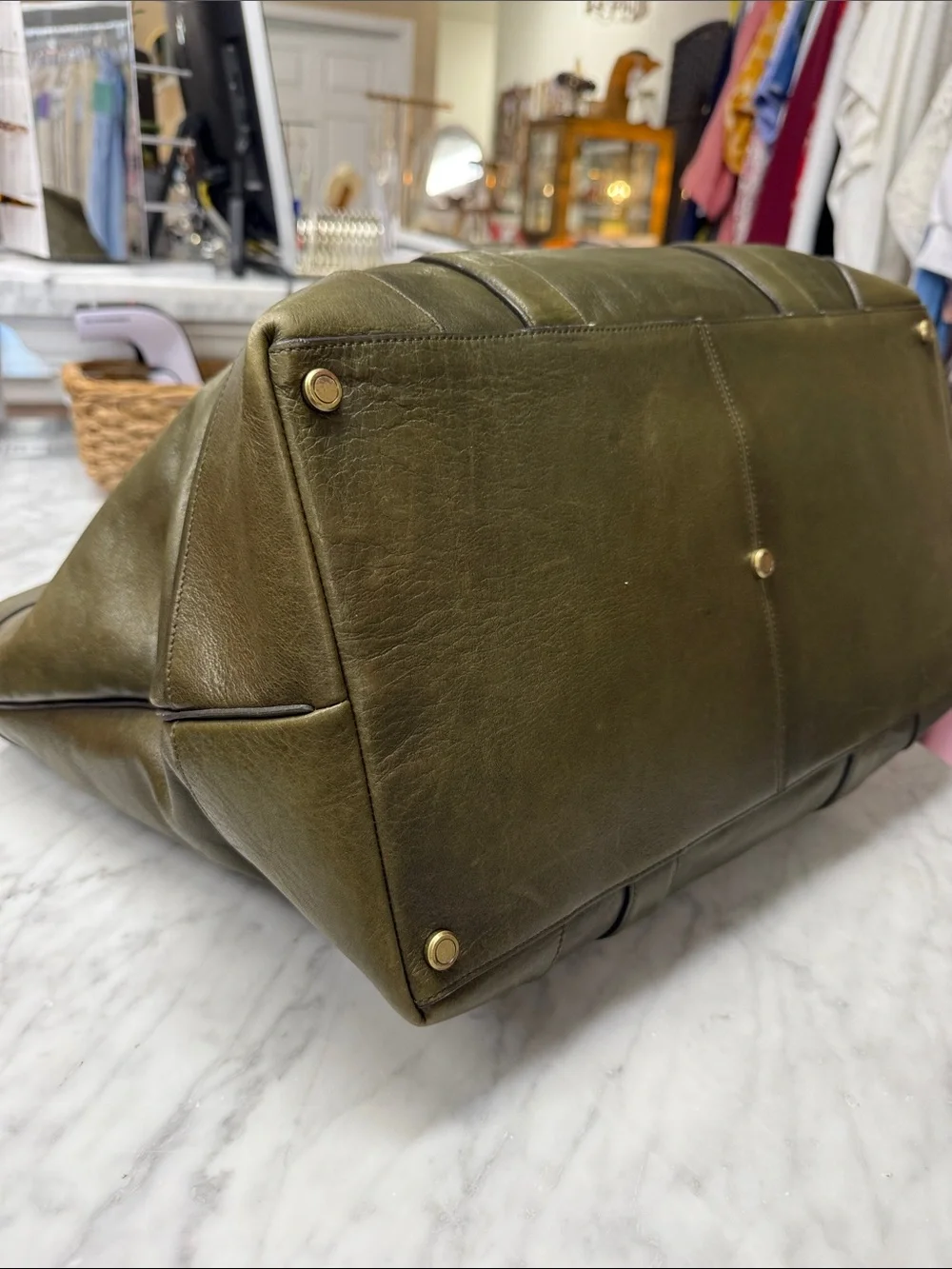 Coach Bleecker Legacy Weekend Large Leather Tote in Olive Green - Picture 7 of 15